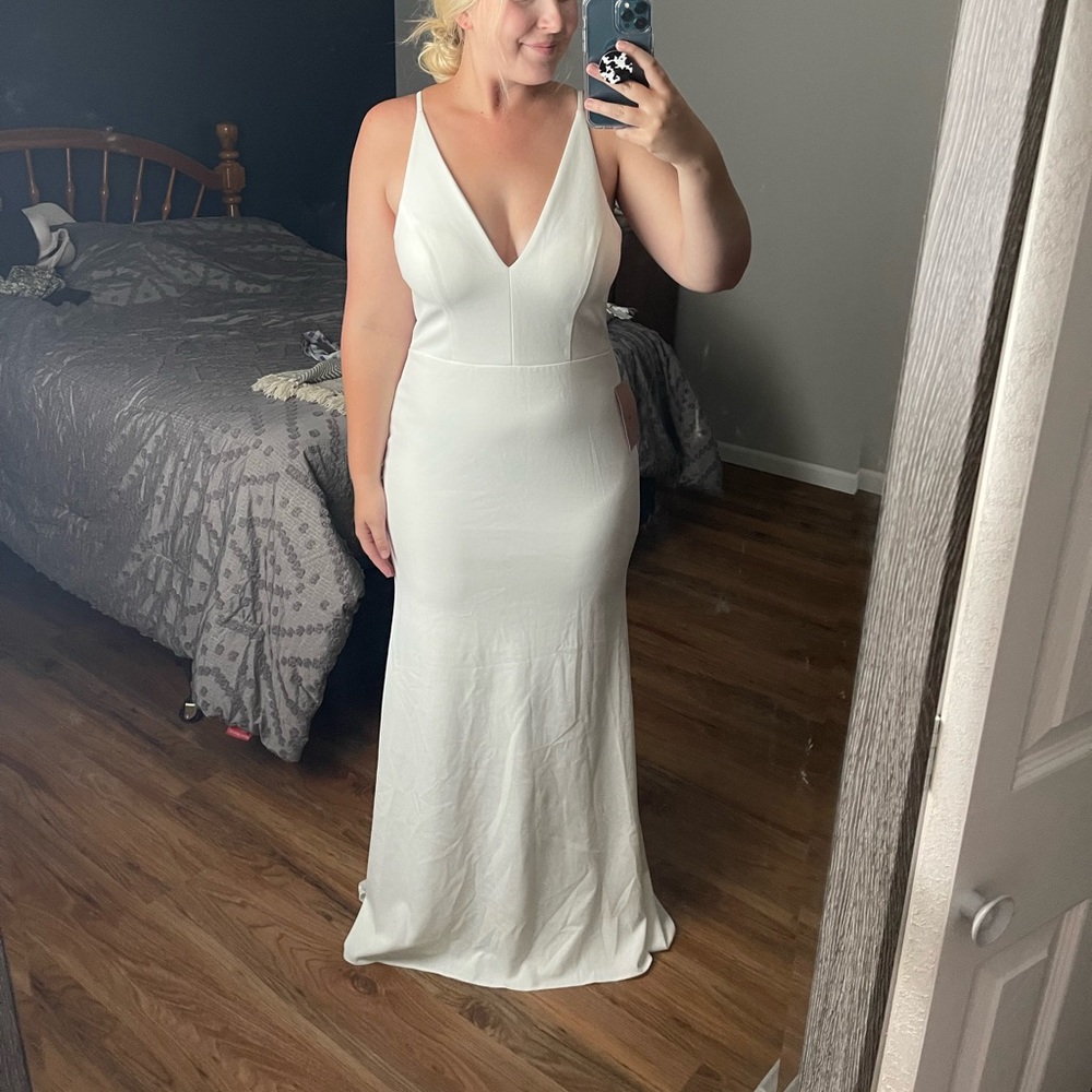 BHLDN Jones V-Neck Crepe Dress